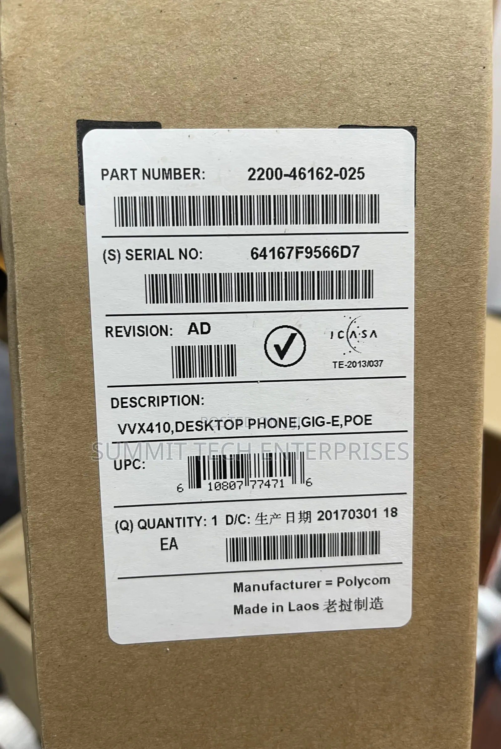 Polycom Desktop Ip Phone,gig-E,poe