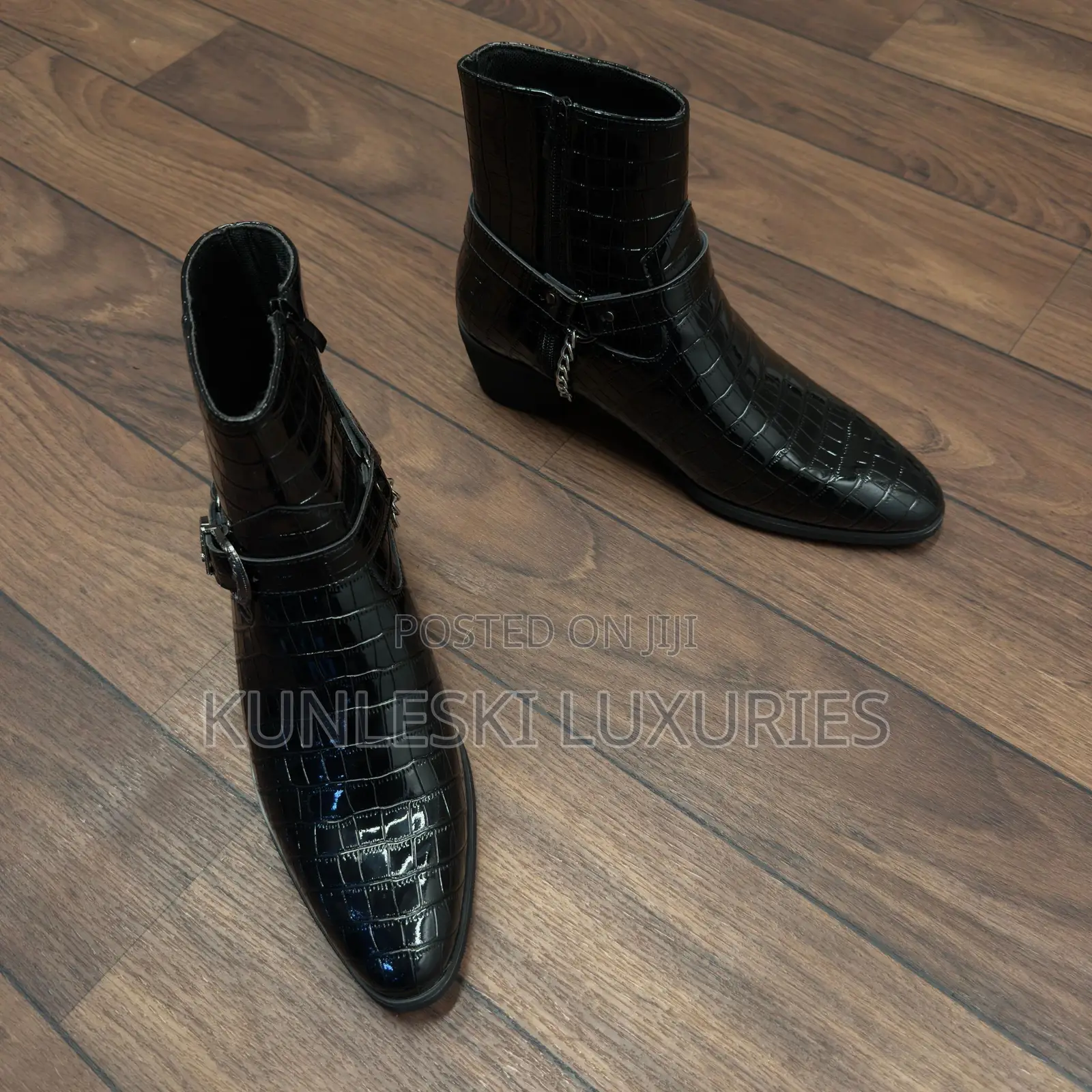Original Crocodile Python Heeled Ankle Leather Boot