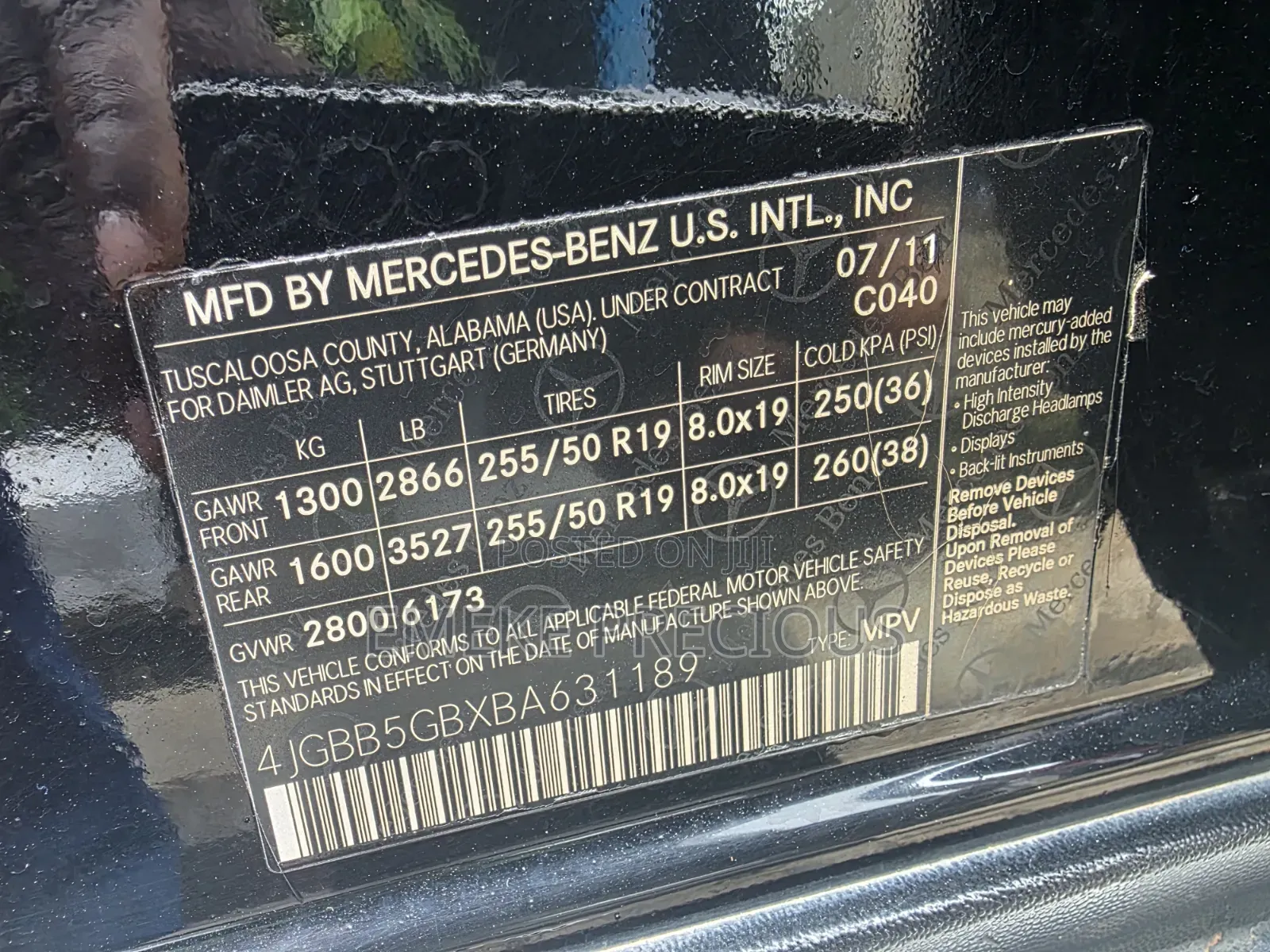 Mercedes-Benz M Class 2012 Black