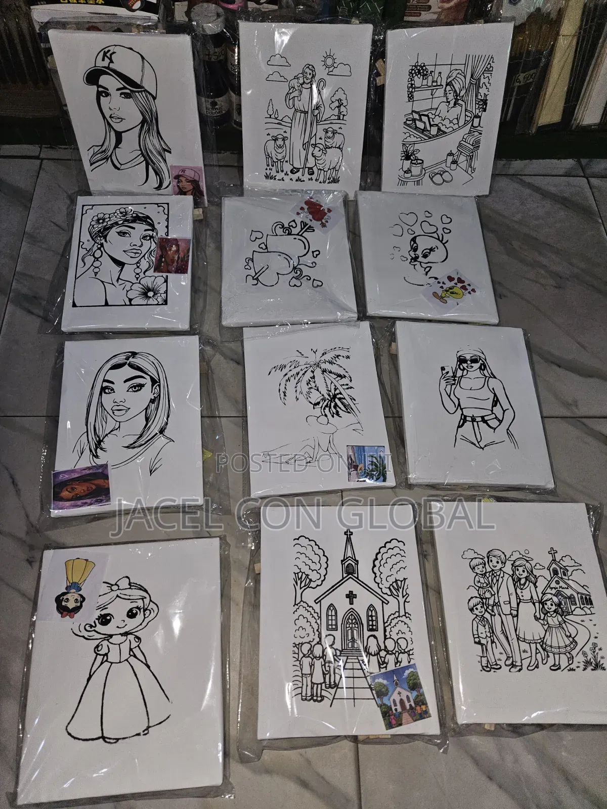 Predrawn Canvas With Easel for Sip and Paint Activity