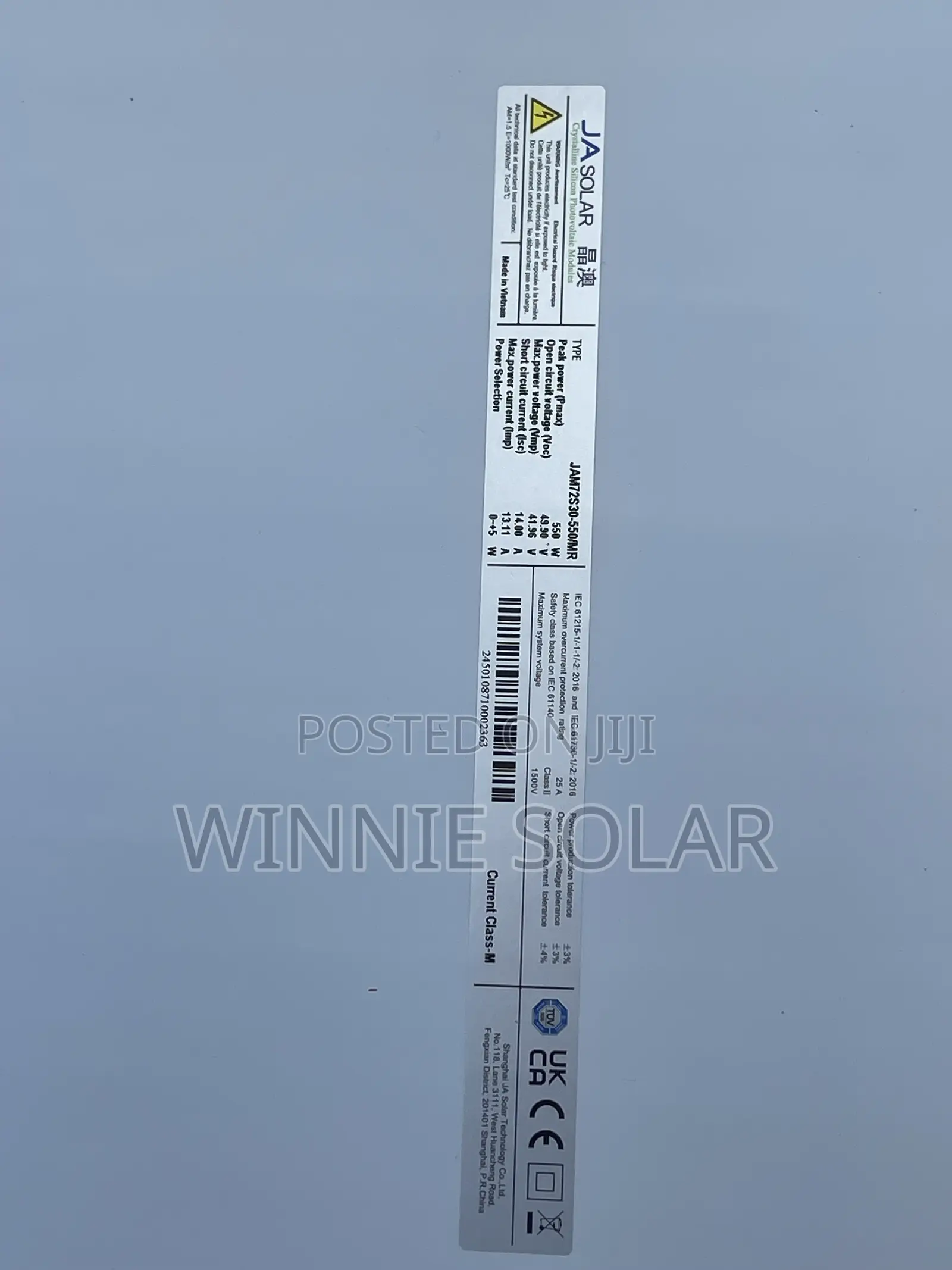 JA Solar 550W Monocrystalline Solar Panel