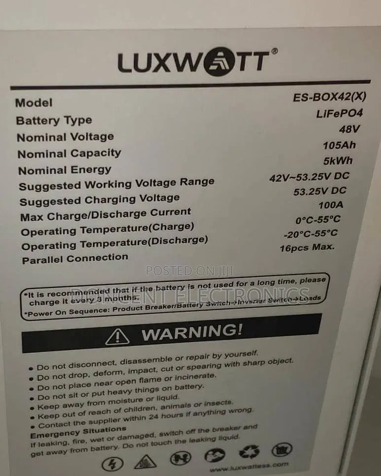 LuxWatt 5kwh 48v Lithium Battery