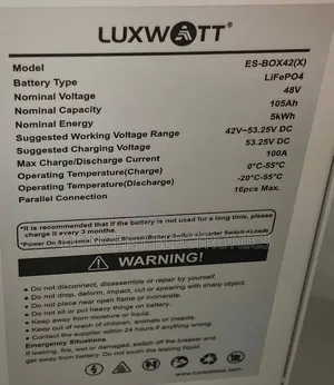 LuxWatt 5kwh 48v Lithium Battery