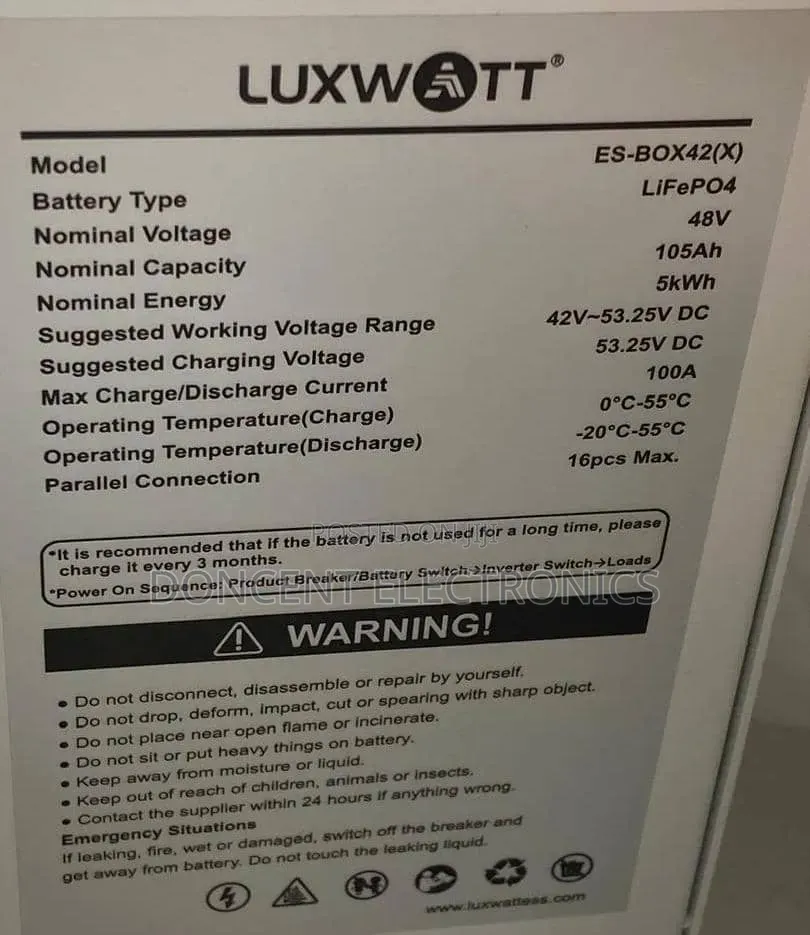 LuxWatt 5kwh 48v Lithium Battery