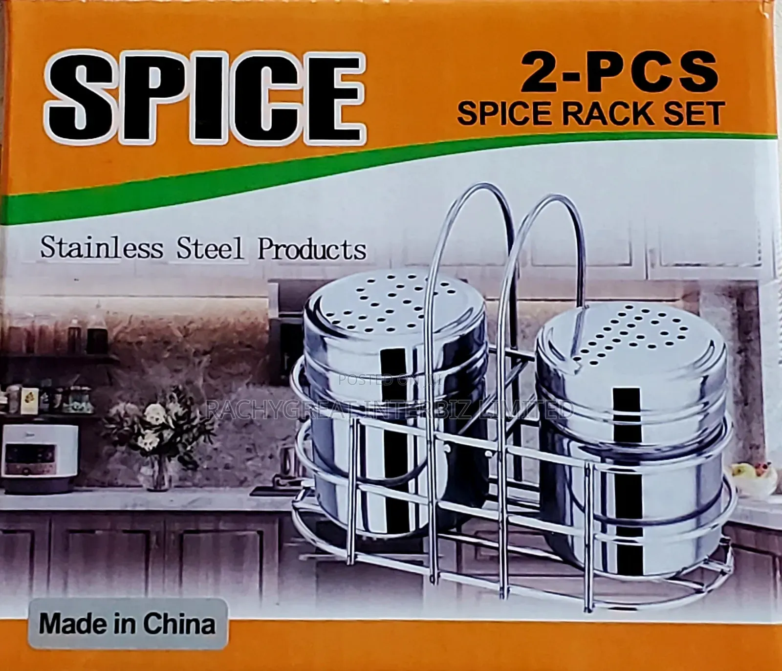 2PCS Stainless Steel Spice Condiment Jars With Rack Set