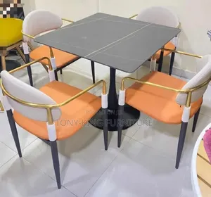 Modern Affordable Marble Top Dining Table Set by 4-Seater.