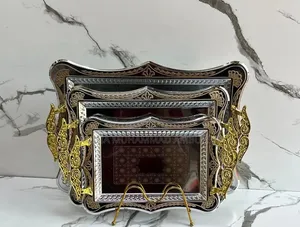 Luxury 3 Pieces Silver Gold Decorative and Serving Tray