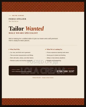 Tailor for Men's Wear