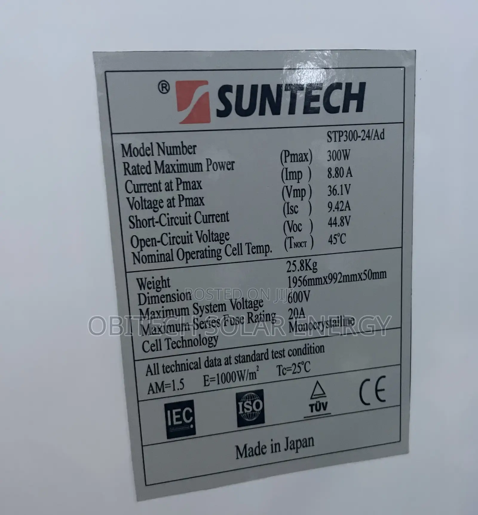 Suntech 300W Solar Panel – Reliable High-Efficiency