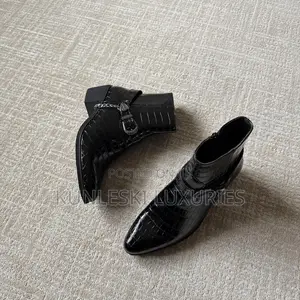 Original Crocodile Python Heeled Ankle Leather Boot
