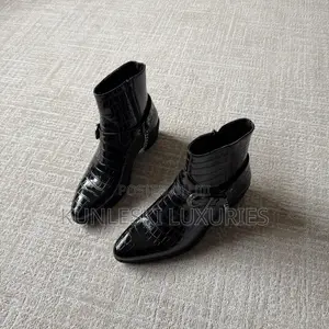 Original Crocodile Python Heeled Ankle Leather Boot