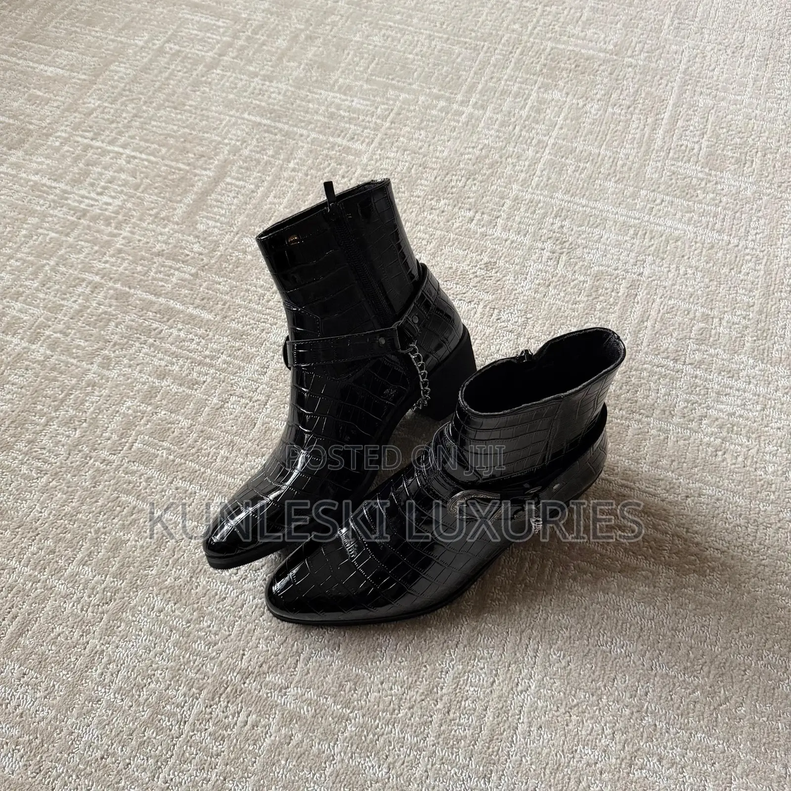 Original Crocodile Python Heeled Ankle Leather Boot
