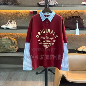 Vintage Oversized Layered Polo Sweatshirt – Unisex (Wine/Burgundy)