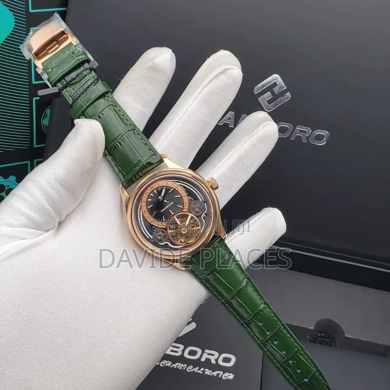 Hanboro Automatic Tourbillon Engine, Leather Wristwatch