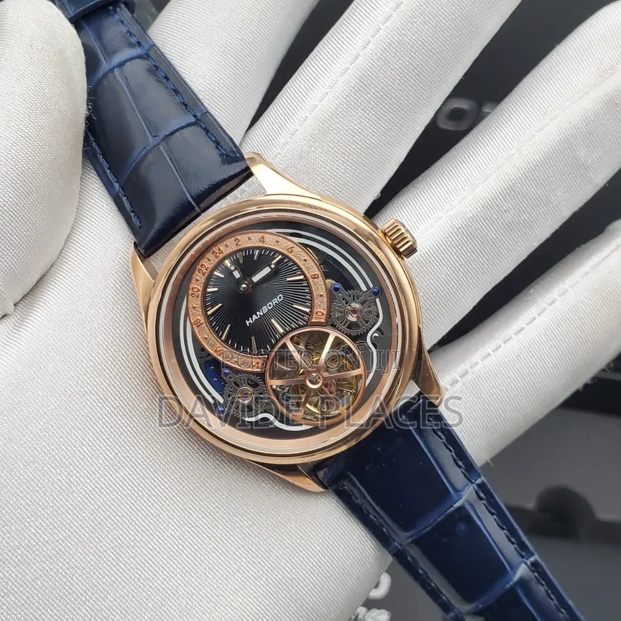 Hanboro Automatic Tourbillon Engine, Leather Wristwatch