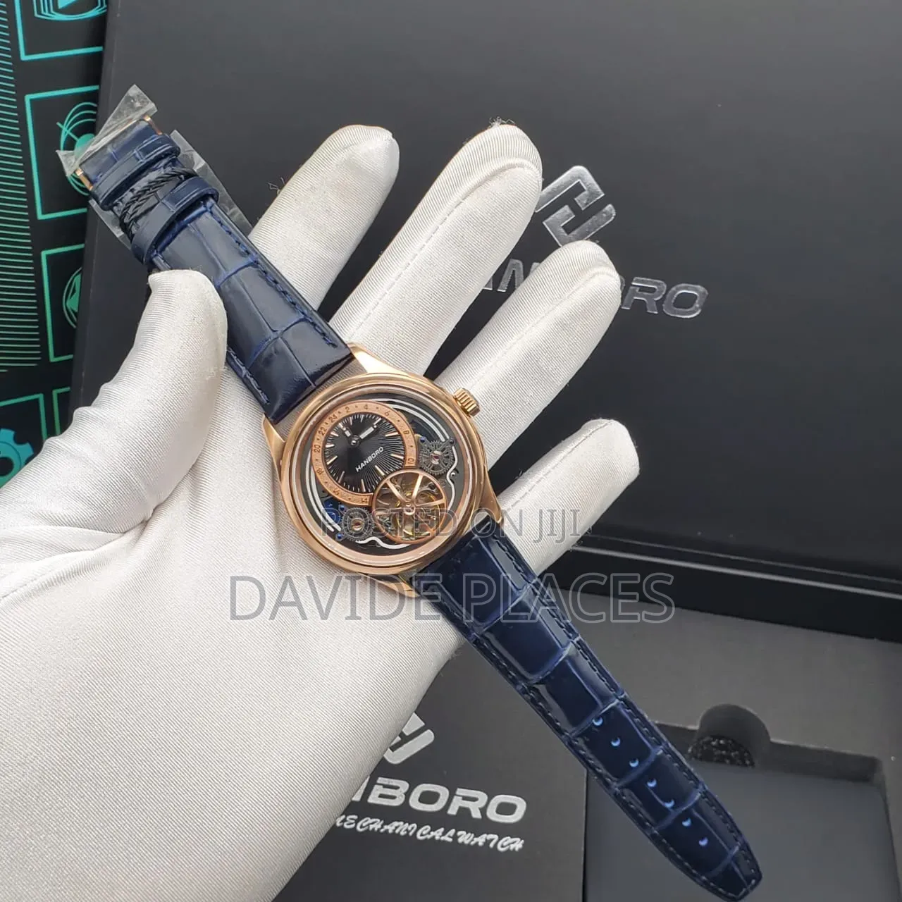 Hanboro Automatic Tourbillon Engine, Leather Wristwatch