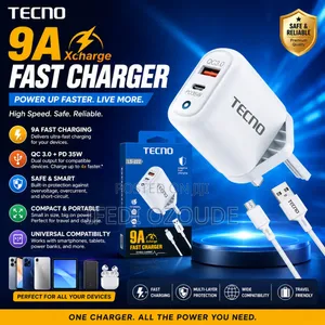 Tecno Fast Charger With USB Cable