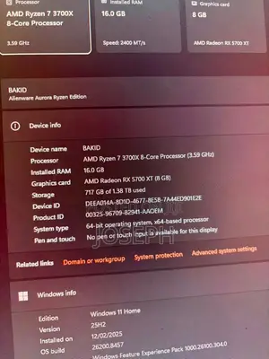 Desktop Computer Dell 16GB AMD Ryzen 7 HDD+SSD 1.5T