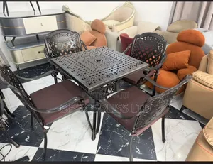 Outdoor Aluminum Patio Table Chairs ( Top Brown Cushion)