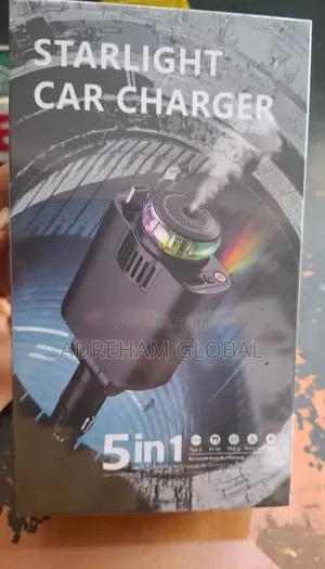 5 in 1 Car Diffuser With Fast Multiple Car Charger RGB Fashion Light