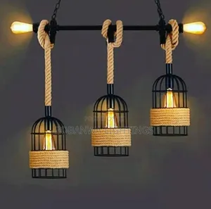 Rope Chandelier Retro Industrial Wind Bar Cage