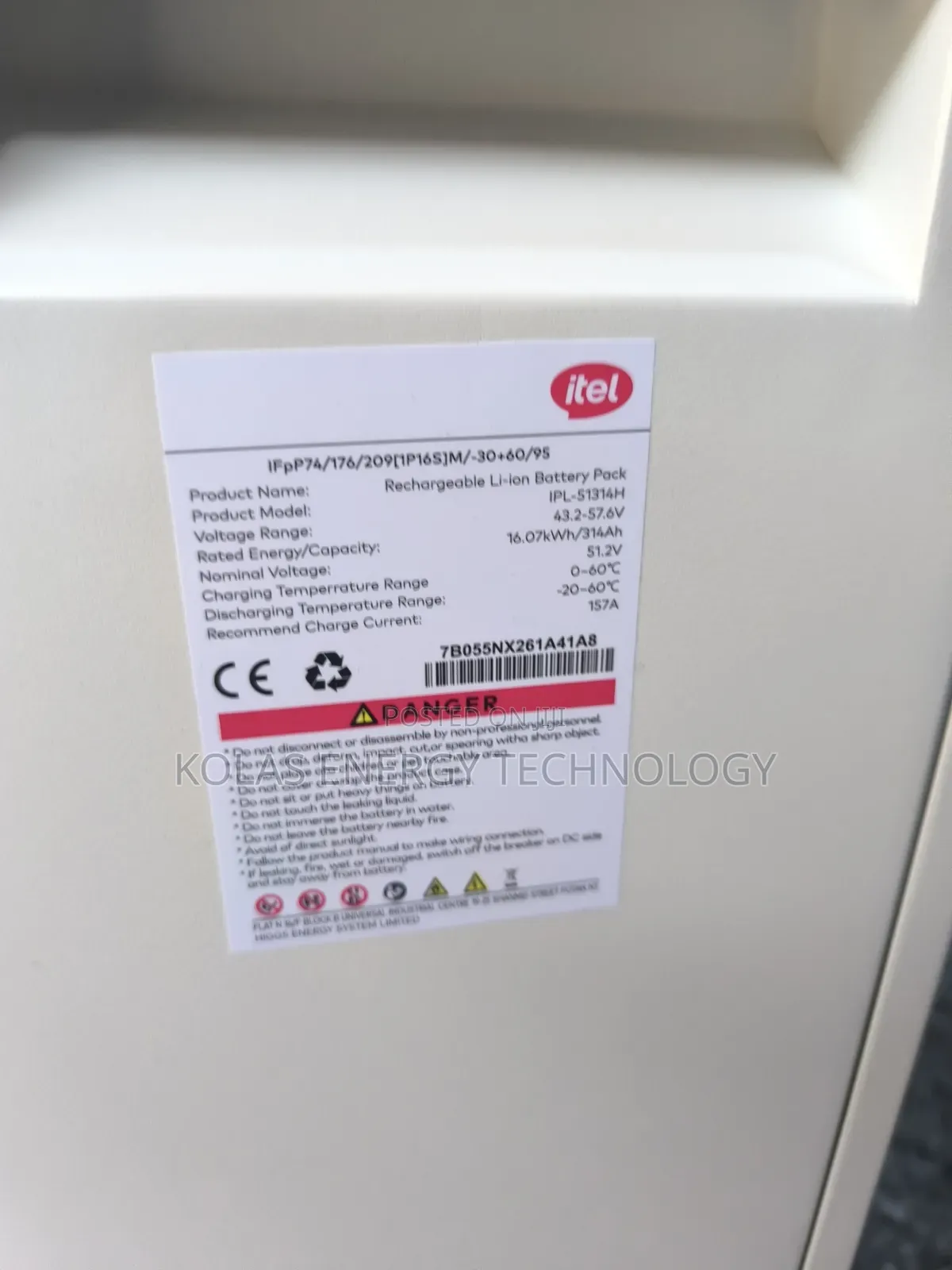Itel 16kwh Lithium Battery