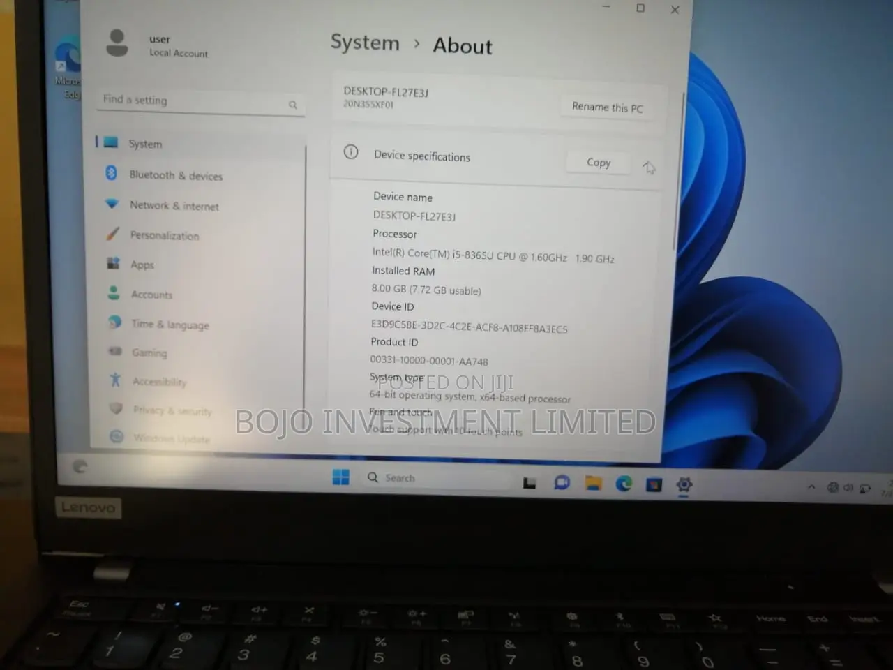 Laptop Lenovo ThinkPad T14 G1 8GB Intel Core i5 SSD 256GB