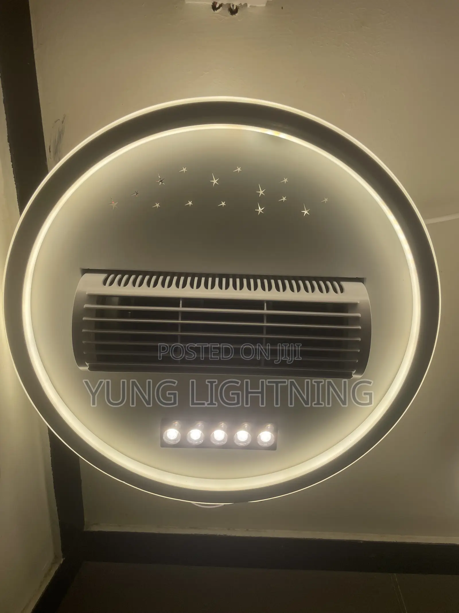 Bladeless LED Ceiling Fan Light With Spotlights Starry Sky Design
