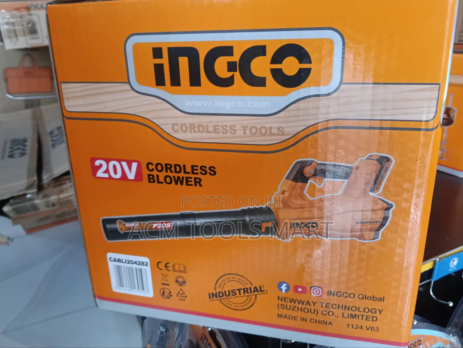 INGCO 20V Brushless Cordless Blower With 2 Batteries Charger
