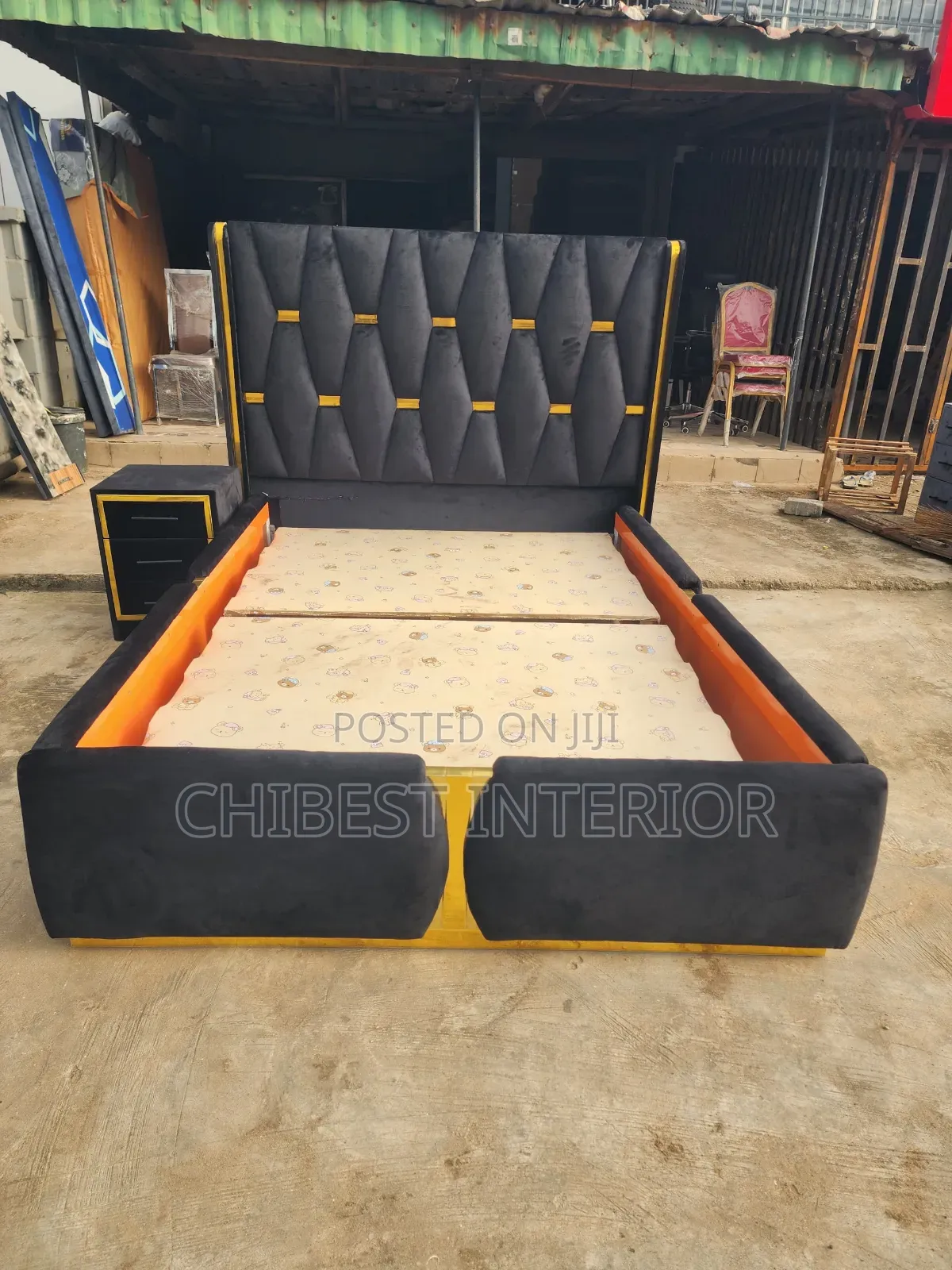 Queen Size Upholstery Padded Bed.