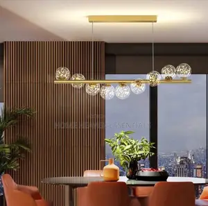 Modern Led Long Ceiling Chandelier Glass Balls Dining Light