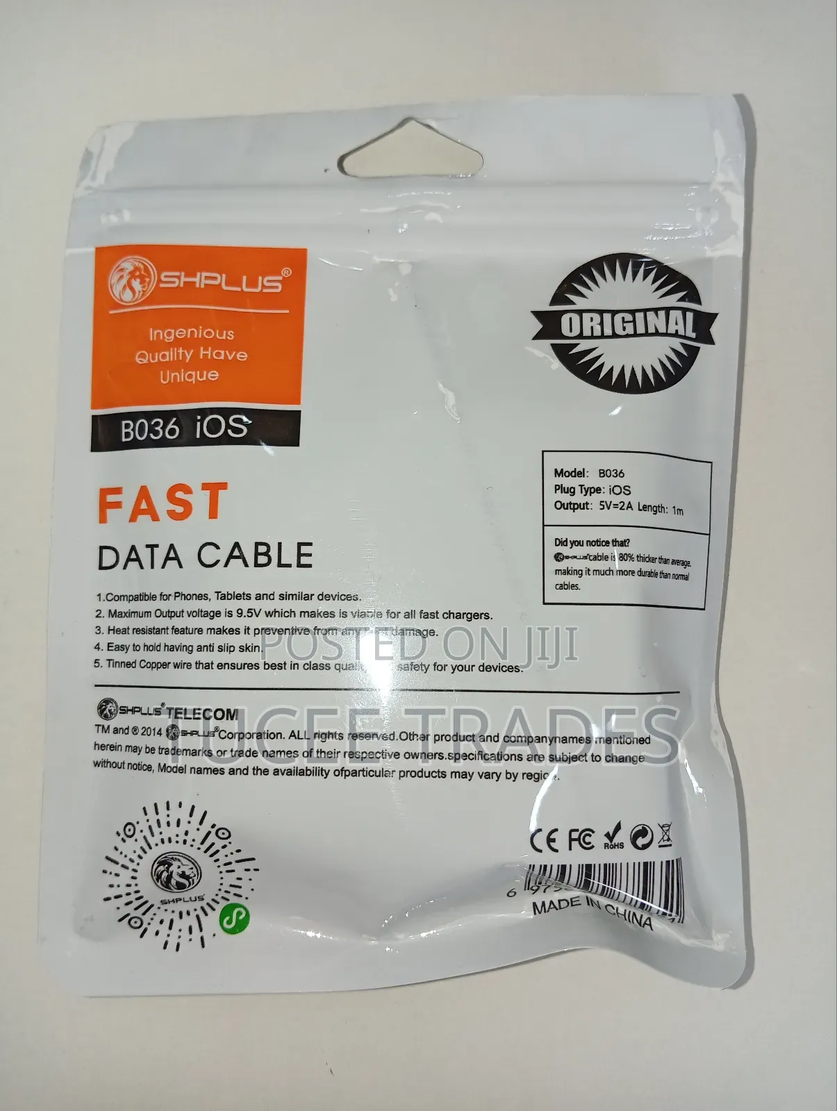SHPLUS Fast Charging Ios White USB Cable