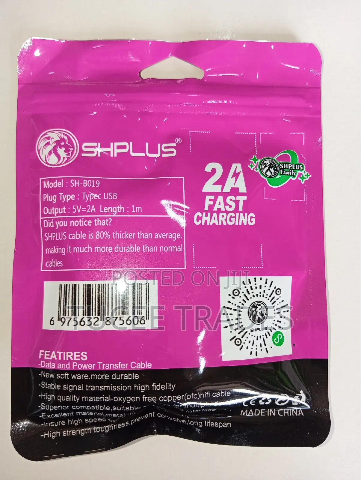 SHPLUS Fast Charging Black Type C USB Cable