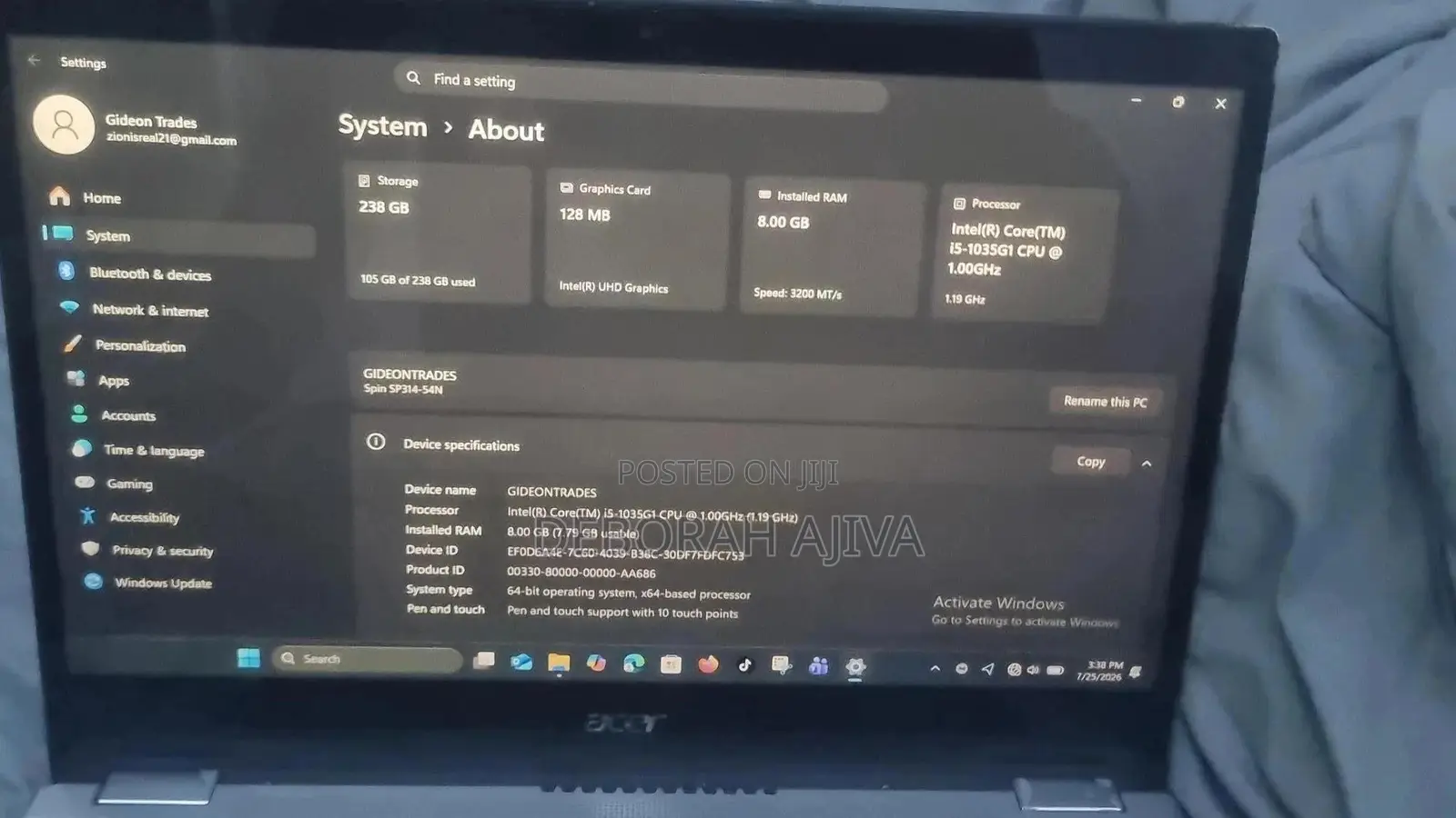 Laptop Acer Spin 3 8GB Intel Core i5 SSD 256GB