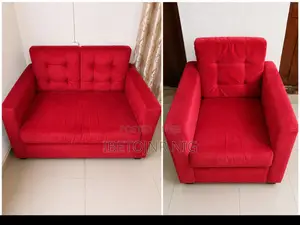 Red 2-Seater Sofa Set With Matching Single Chair for Sale