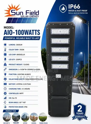 Sun Field AIO 100W Solar Street Light