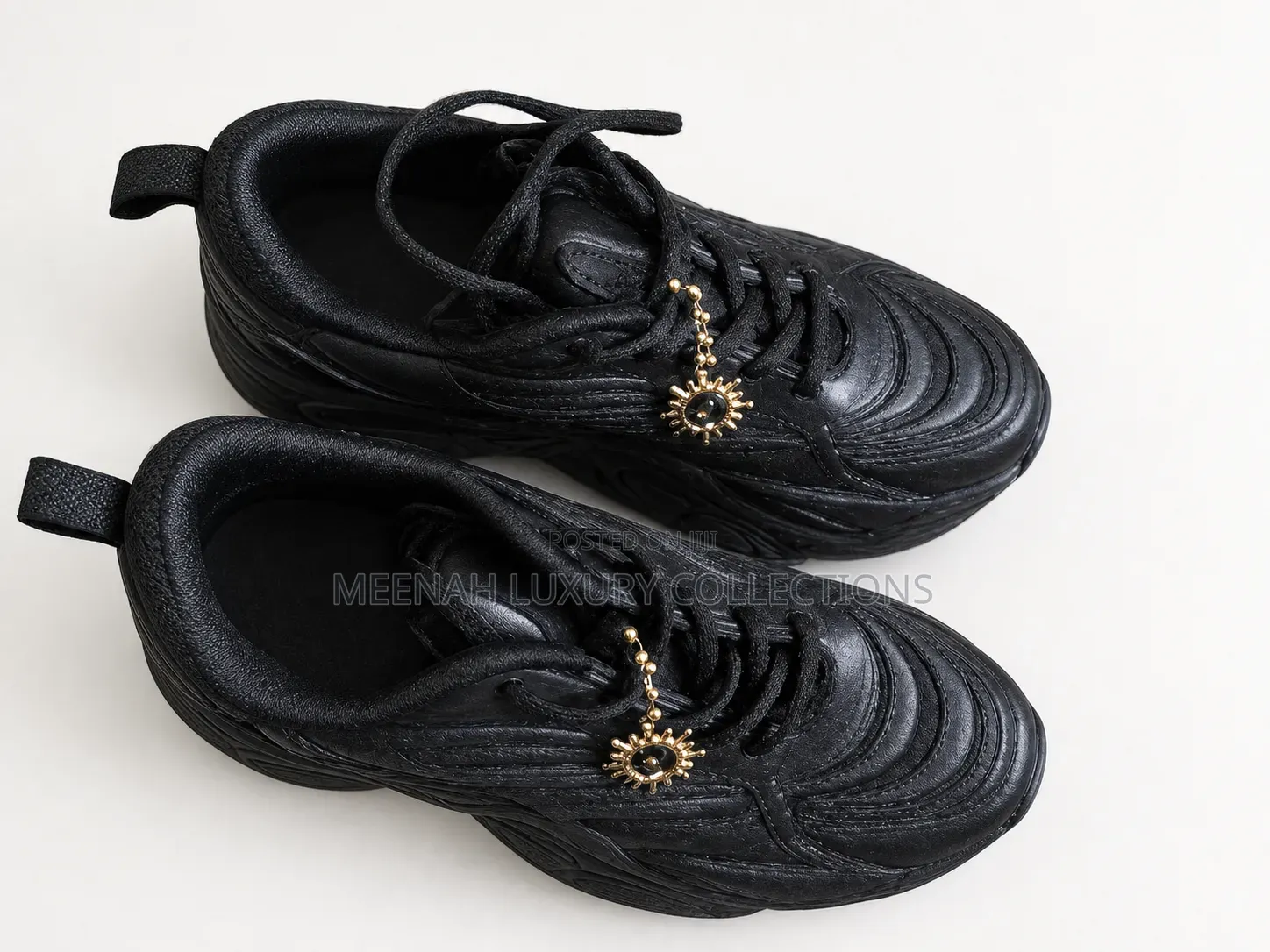 Black Platform Sneakers With Charm