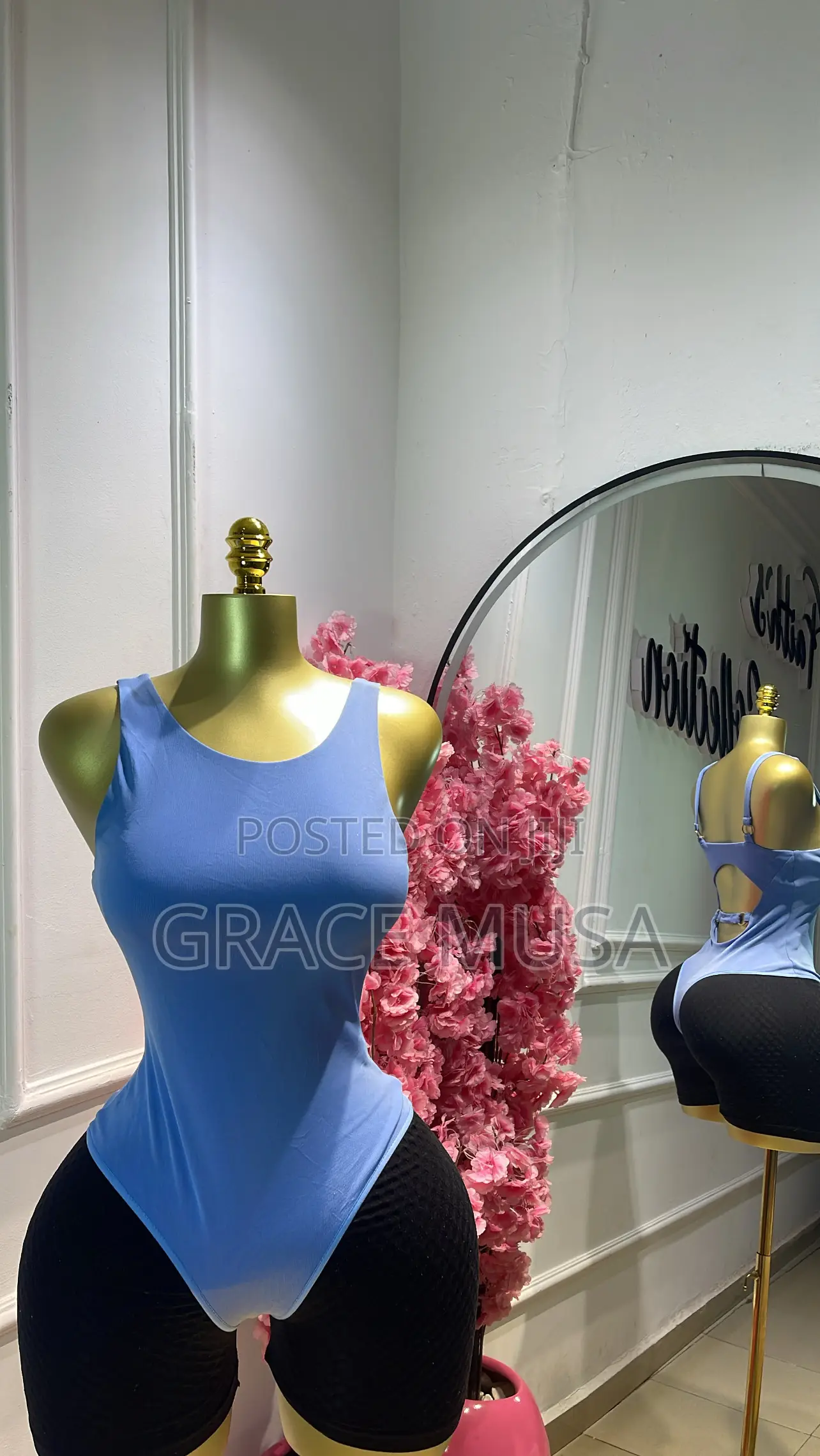 Blue Pin Down Sleeveless Top