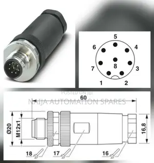 SCAC-M12-MS-8P-PG9-LD| M12, 8-Pin Male, Straight, PG9, Sensor Plug