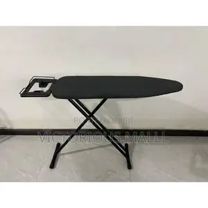 43cmFoldable, Adjustable Heavy-Duty Black Ironing Board With Iron Rest