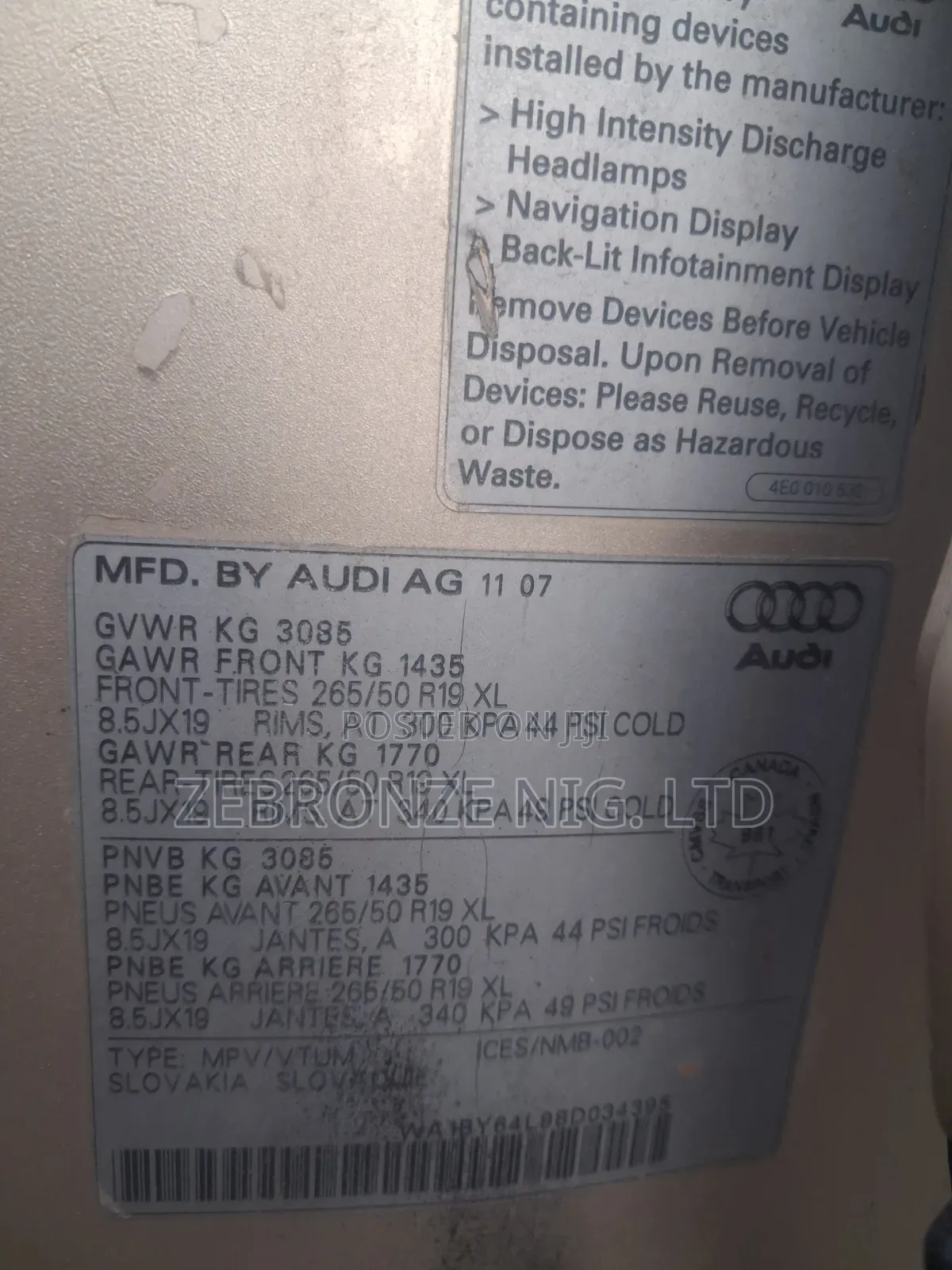 Audi Q7 2008 Gold