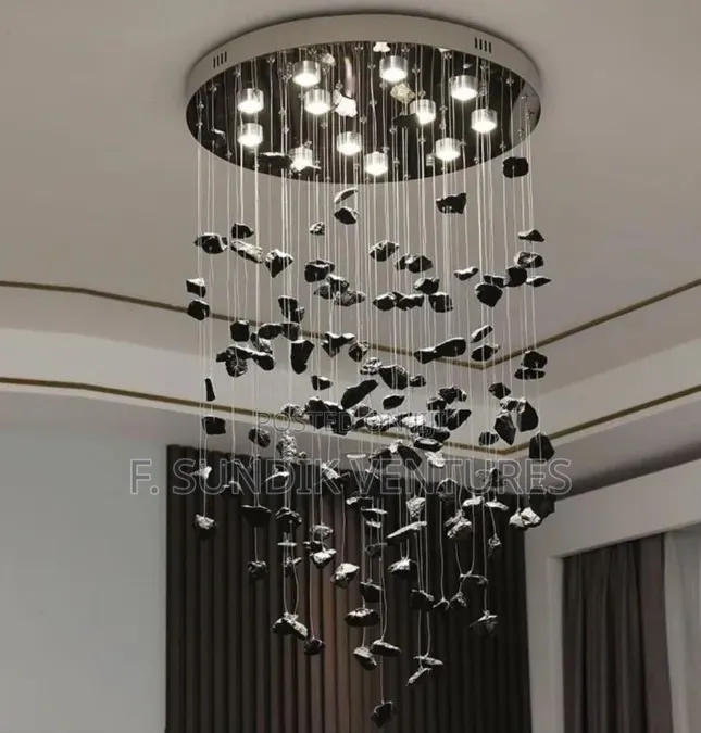 Black Crystal Water Fall  Chandelier