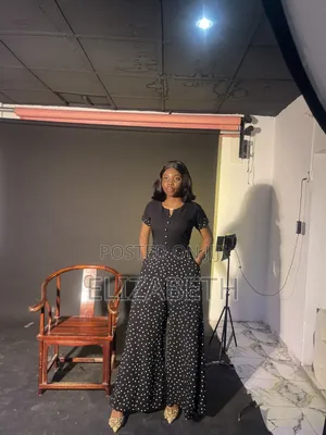 Elegant Black Polka Dot Maxi Dress/ Custom Made for Ladies