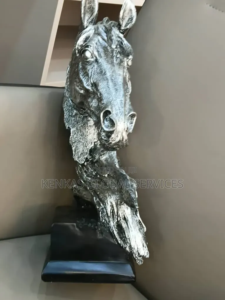 Modern Silver Horse Head Sculpture