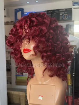 Burgundy/Wine Fringe Curly Wig