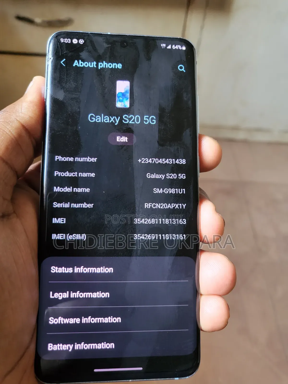Samsung Galaxy S20 128 GB Blue