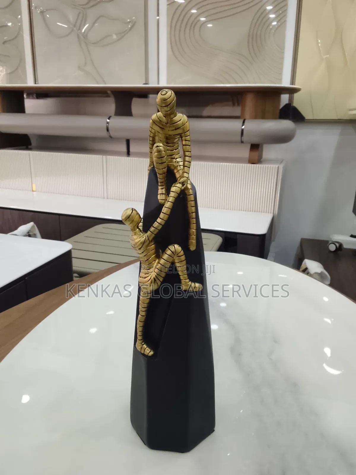 Modern Abstract Couple Climbing Sculpture