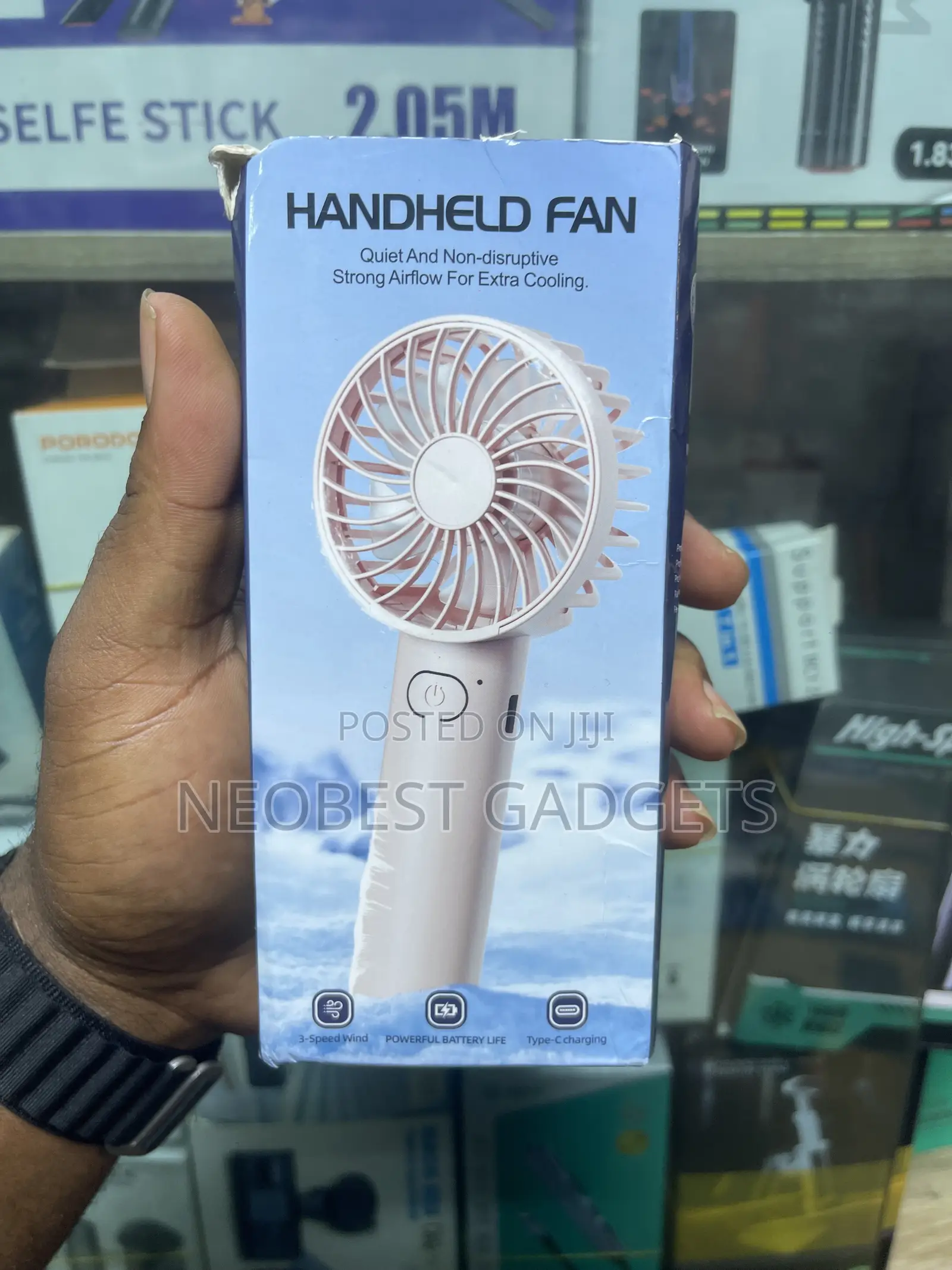 Pink Colored Handheld Fan