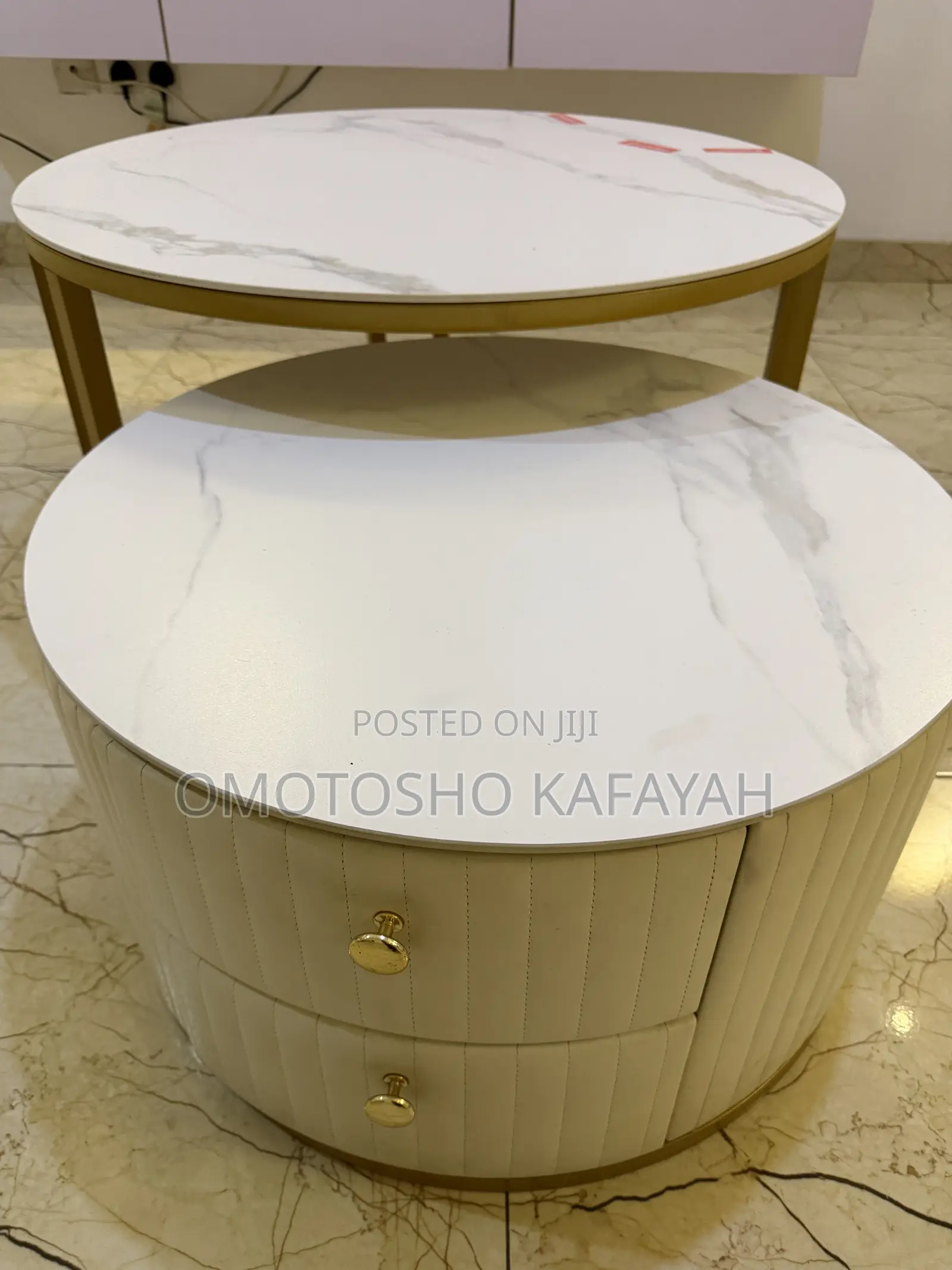 Modern Marble Coffee Table Set With Storage (2 Pieces)