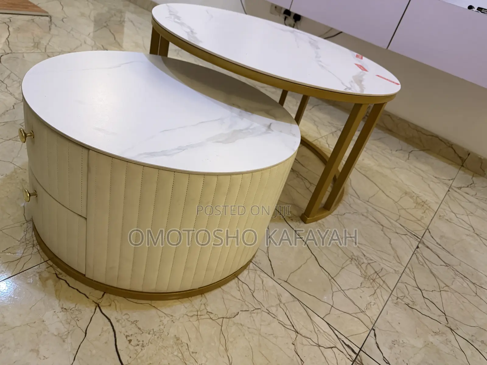 Modern Marble Coffee Table Set With Storage (2 Pieces)